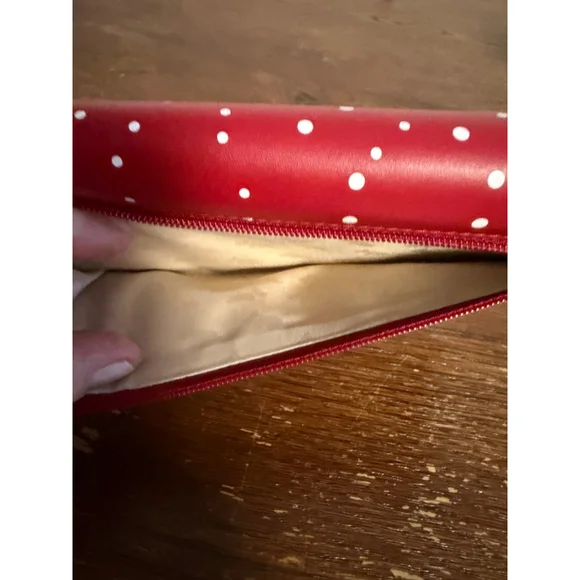 Radley London Red Leather Wallet Penguin Dog Appliqué Slim Bifold Zip Coin Purse - Picture 8 of 8